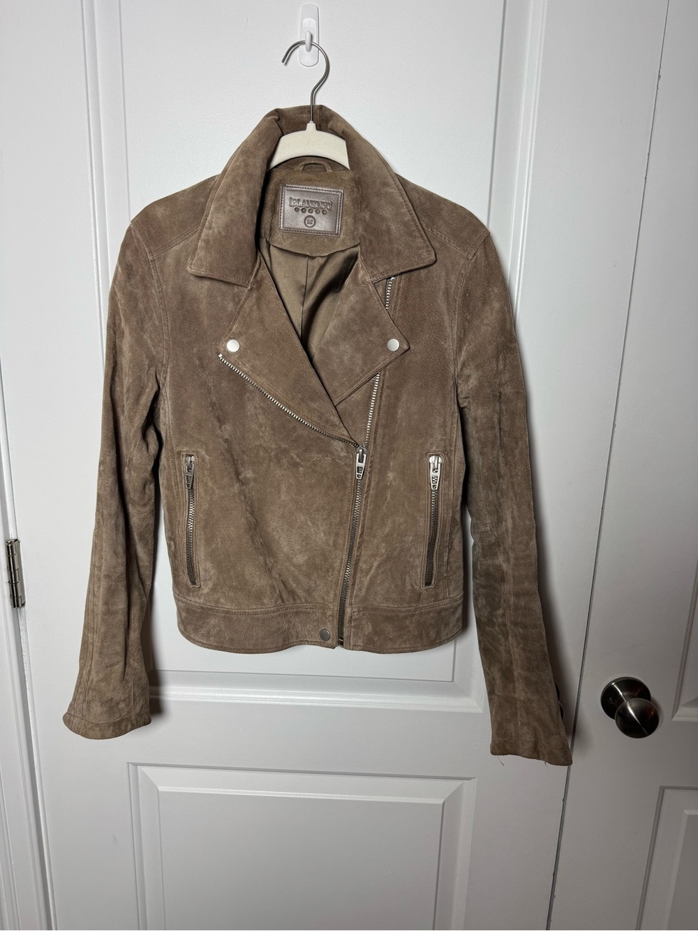 BLANKNYC Taupe Suede Moto Jacket Genuine Leather Asymmetrical Zip Women’s M